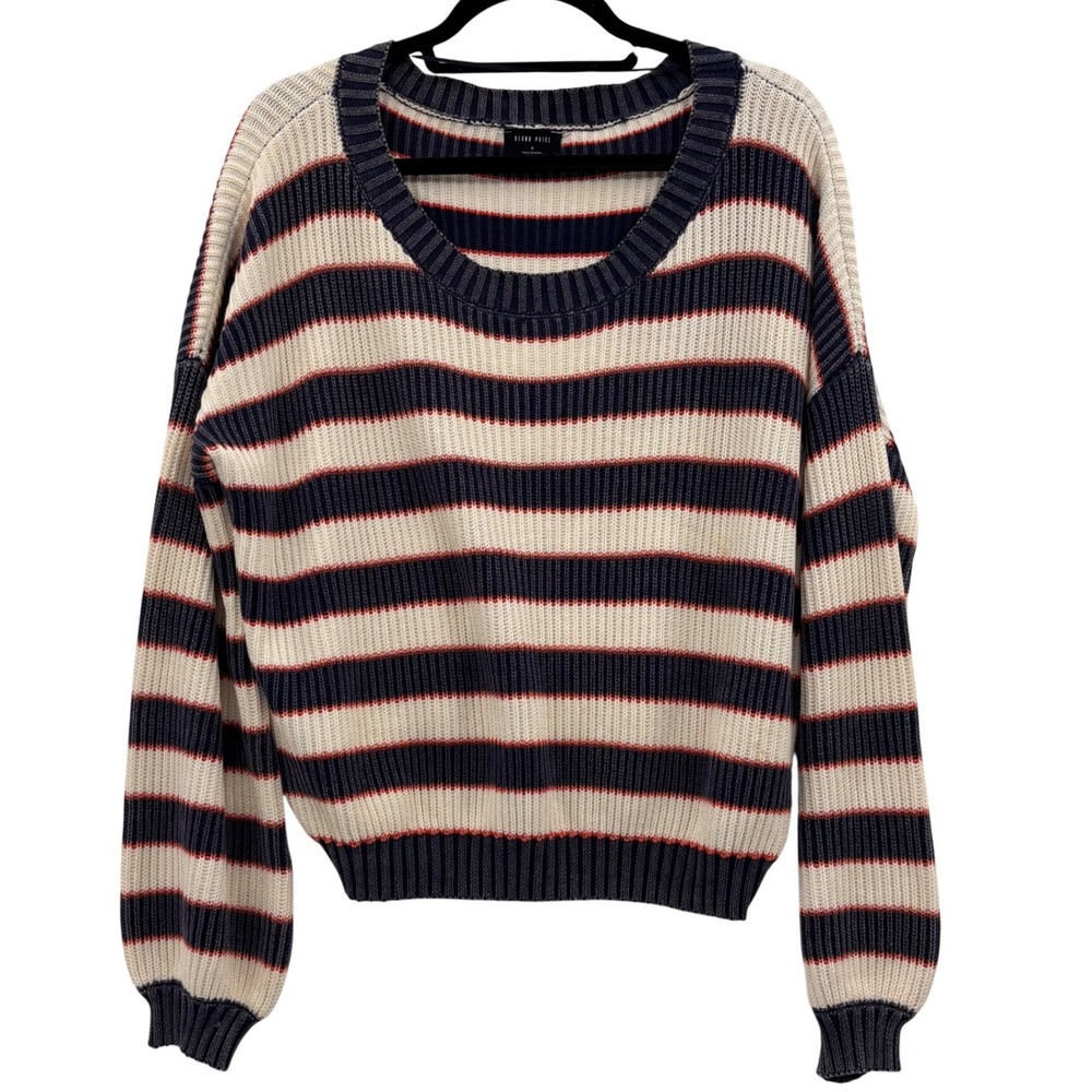 Blank Paige Striped Pullover Sweater Small 100% Cotton‎ Academia Nautical